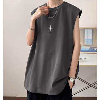 Áo thun unisex thêu chữ thập chất cotton mặc mát - Áo TankTop, Uzangshop