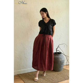 MaxMessi- Áo cánh dơi nữ Linen Tưng Premium DULCIE form croptop rút dây, nút gỗ đan trước ngực