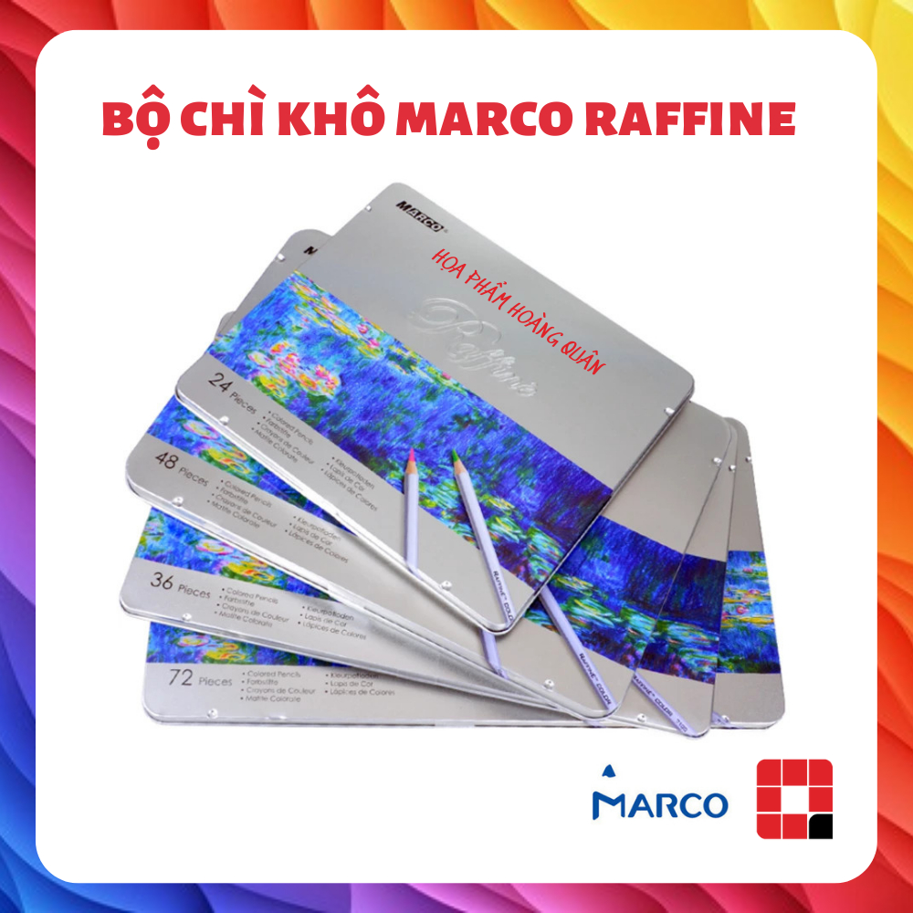 Bút chì màu khô MARCO RAFFINE - Set 12/24/36/48/72 màu - hộp thiếc