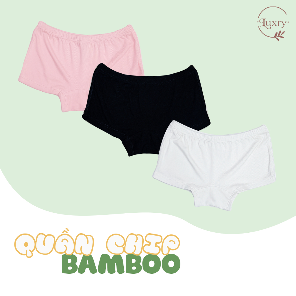 Set 3 quần chip đùi cho bé gái thương hiệu Luxry từ vải sợi tre kháng khuẩn an toàn cho da