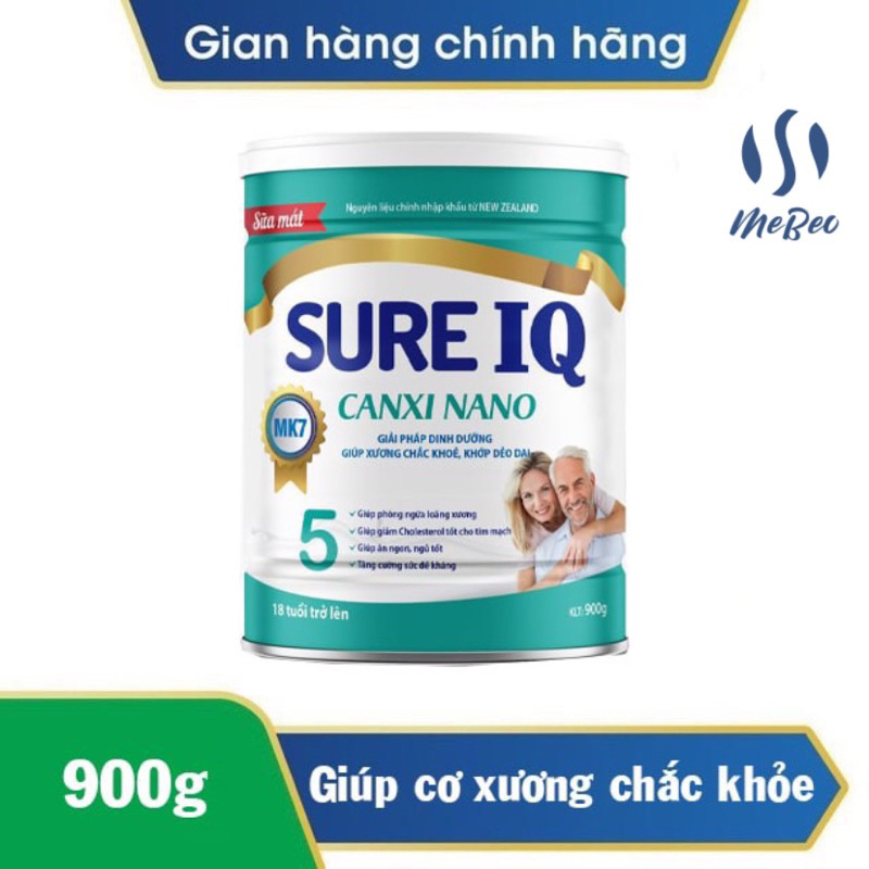 (Chính hãng) Sữa bột dinh dưỡng Sure IQ Canxi Nano - Giúp cơ xương chắc khoẻ - 900g - Sữa mẹ Béo