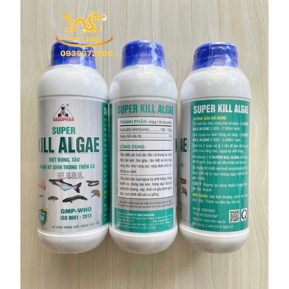 SUPER KILL ALGAE 1 lít Xử Lí Rong, Tảo, Ngoại Ký Sinh Trùng Trên Cá