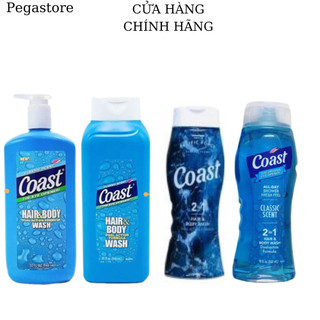 Sữa Tắm gội Coast 2 in 1 Hair & Body Wash 532ml/946ml (dầu gội sữa tắm nam coast của Mỹ)