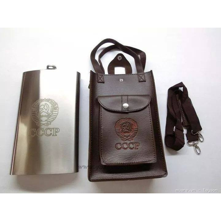 Bình đựng rượu inox 304 cao cấp 178oz  , có Logo trên bao da và thân bình, inox dày 0.8mm loại cao cấp