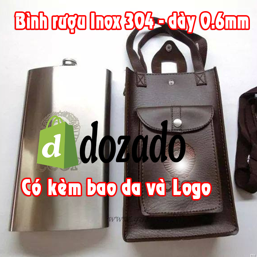 Bình đựng rượu inox 304 cao cấp 178oz  , có Logo trên bao da và thân bình, inox dày 0.8mm loại cao cấp