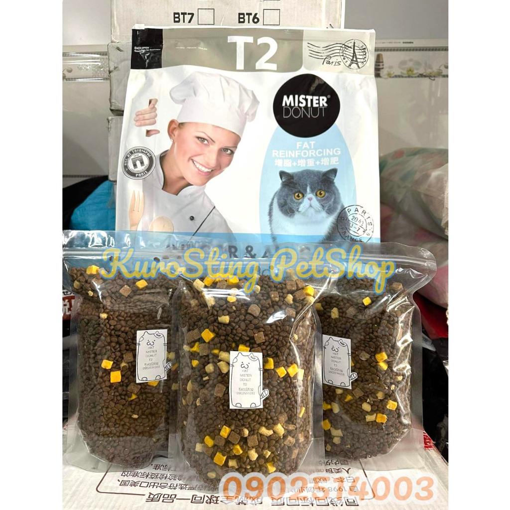 Thức ăn cao cấp cho mèo Mister donut  bao chiết 1kg thơm ngon