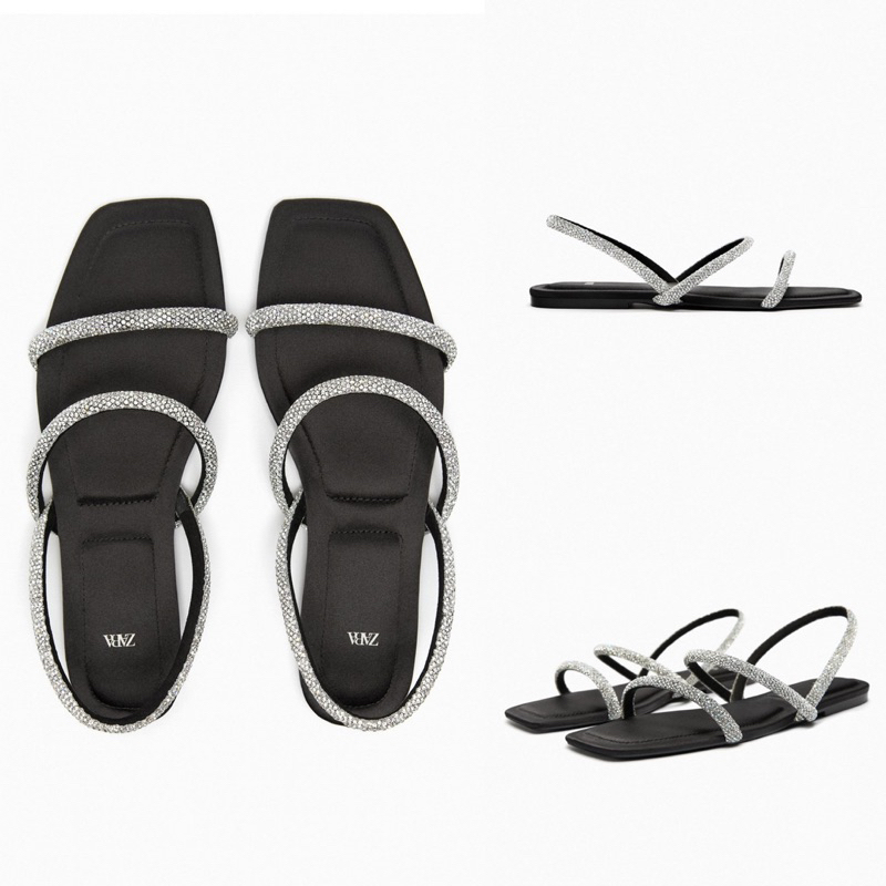 Sandal đế bệt quai đá lấp lánh Za.ra