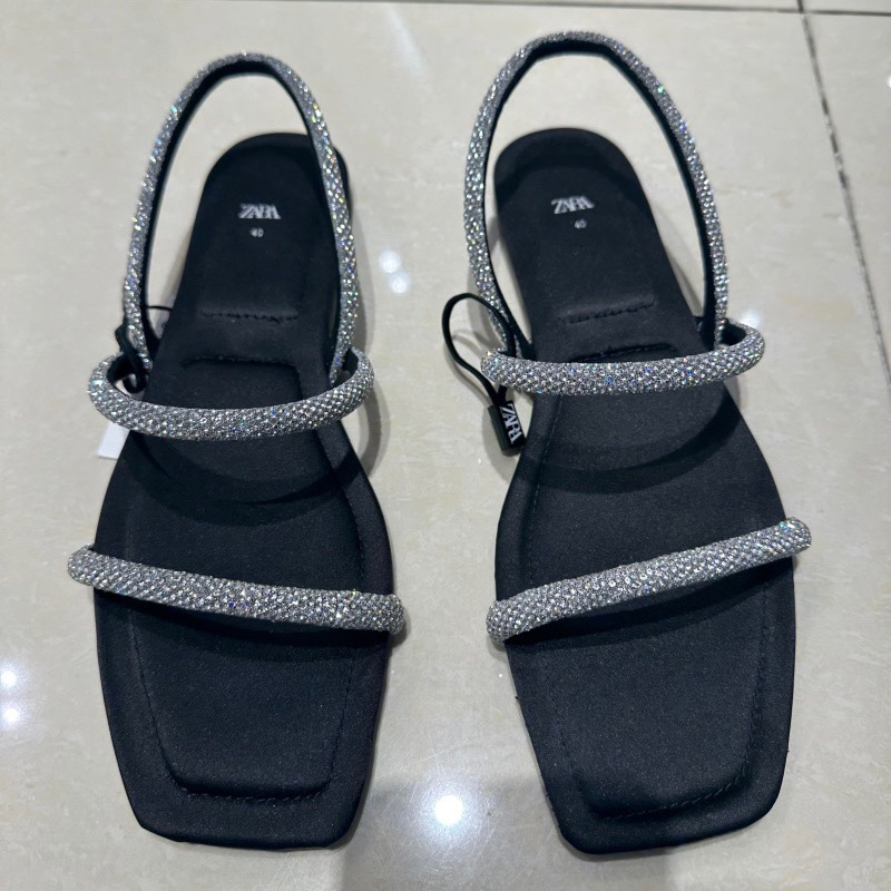 Sandal đế bệt quai đá lấp lánh Za.ra