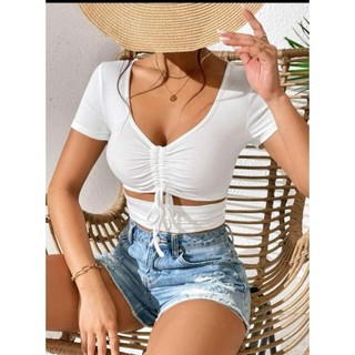 [NEW BIGSIZE TỪ 55-90KG] Áo croptop rút dây thun gân tăm