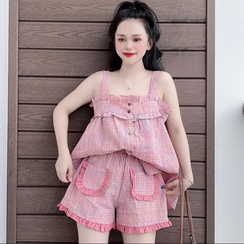 Bigsize sét bộ kẻ hai dây kèm quần