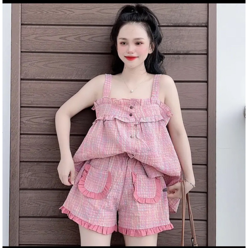 Bigsize sét bộ kẻ hai dây kèm quần