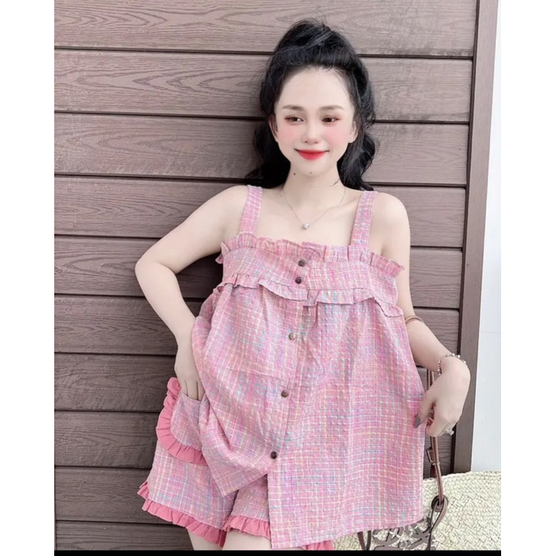 Bigsize sét bộ kẻ hai dây kèm quần