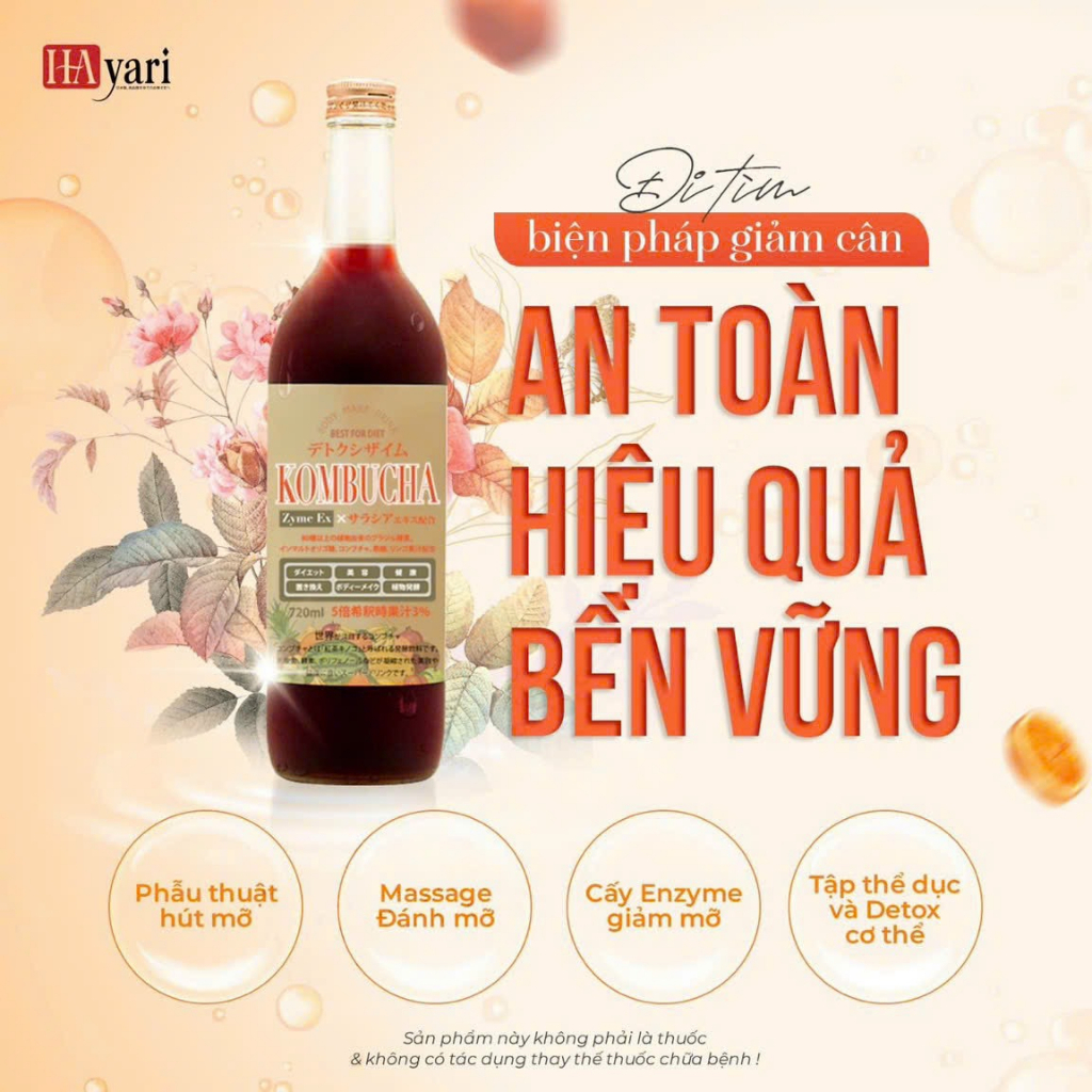 Nước uống Kombucha Zyme Ex Hayari 720ml Nhật Bản detox cơ thể, thải mỡ hiệu quả  - CHÍNH HÃNG TEM PHỤ NHẬP KHẨU