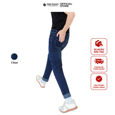 Quần bò nam dáng dài Phan Nguyễn kiểu dáng slim fit, thiết kế đơn giản, trẻ trung, độ bền cao, thoáng mát QBD.023