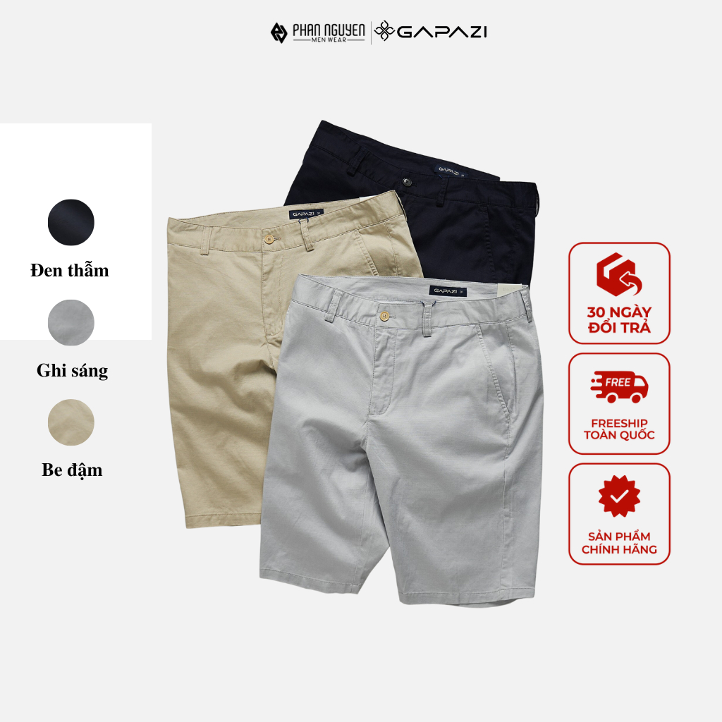 Quần short kaki nam Gapazi, chất liệu mềm mịn, thoáng mát, nhẹ, bền màu, thiết kế đơn giản, năng động GQS.006-007-009