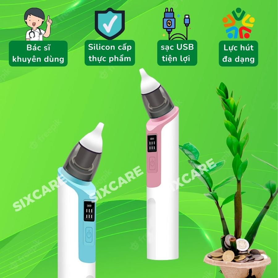 Máy hút dịch mũi cho bé Simas máy rửa mũi cho bé an toàn cao cấp đầu hút silicon, 6 chế độ