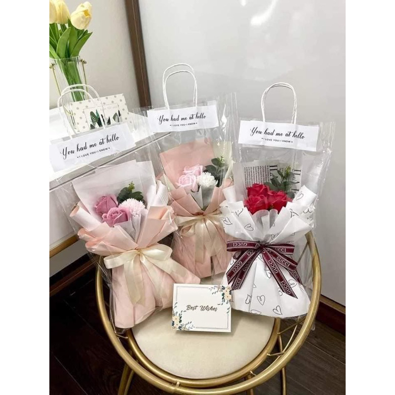 combo bó 3b mix hoa lụa tặng kèm túi thiệp(khách vui lòng đặt từ 2bó)
