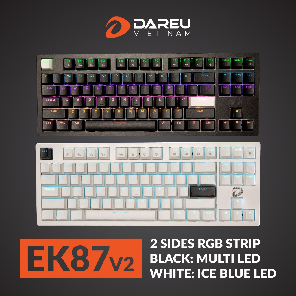 Bàn phím cơ Gaming Dareu EK87 V2 Black - White
