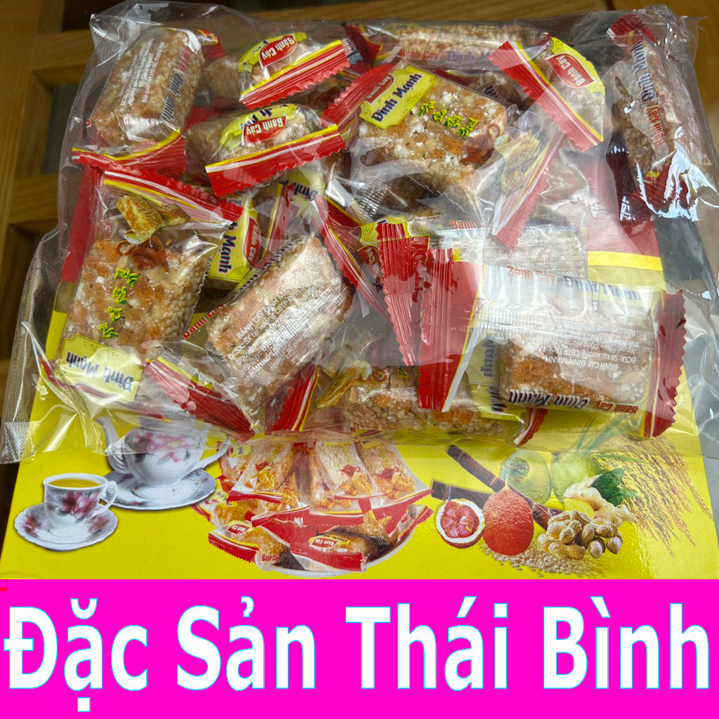 Bánh Cáy Làng Nguyễn - Bánh Cáy Đình Mạnh Đặc Sản Thái Bình Hàng Loại Cắt Miếng Nhỏ Hộp Vừa Mạ Vàng 500g