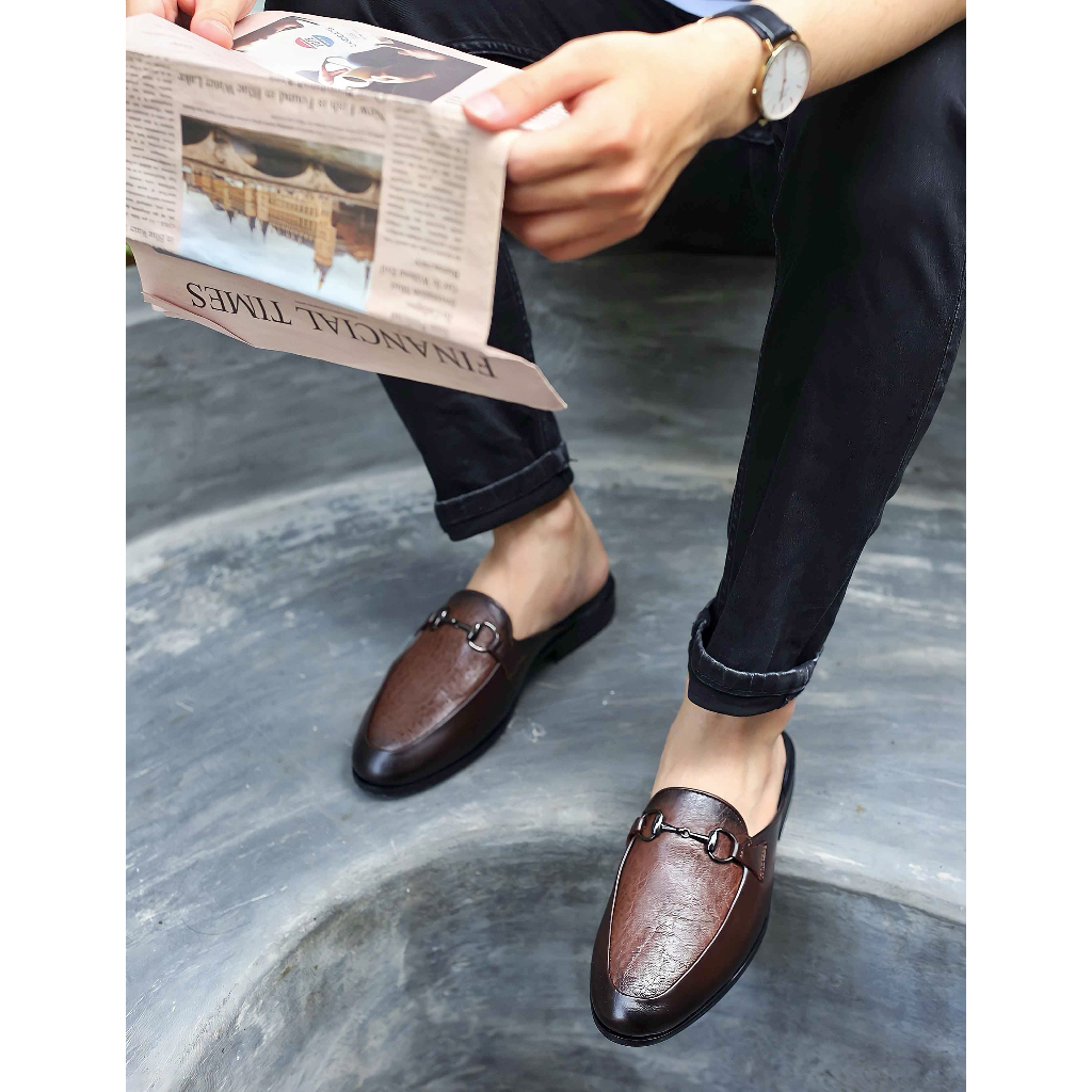 GIÀY SỤC NAM HỎ GÓT ĐAI KIM LOẠI DA BÒ NGUYÊN TẤM SANTORO MÃ M640