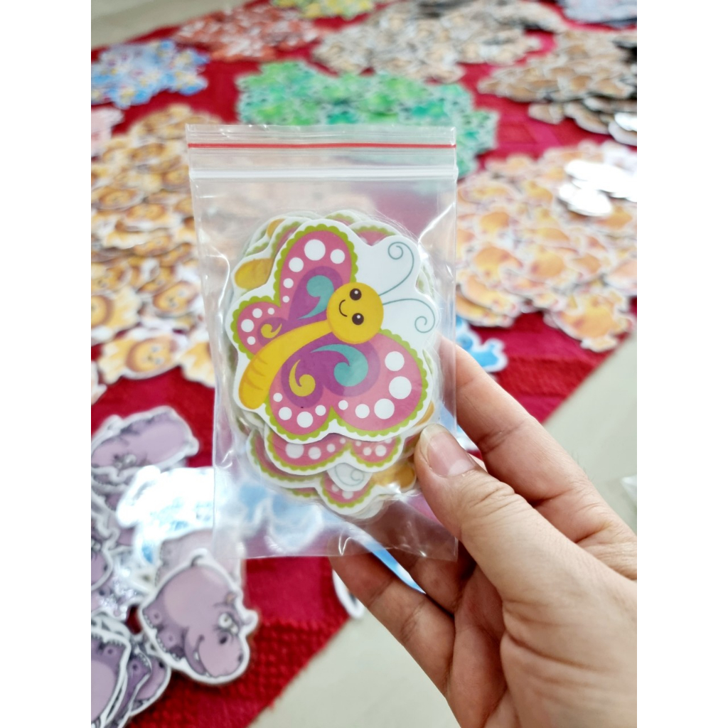 Sét Hình minh họa con vật, đồ vật, hoa quả KT: 6-7cm. In + Ép + Nam châm