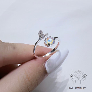 Nhẫn nữ bạc ta nhẫn đuôi cá đá mặt trăng byl jewelry
