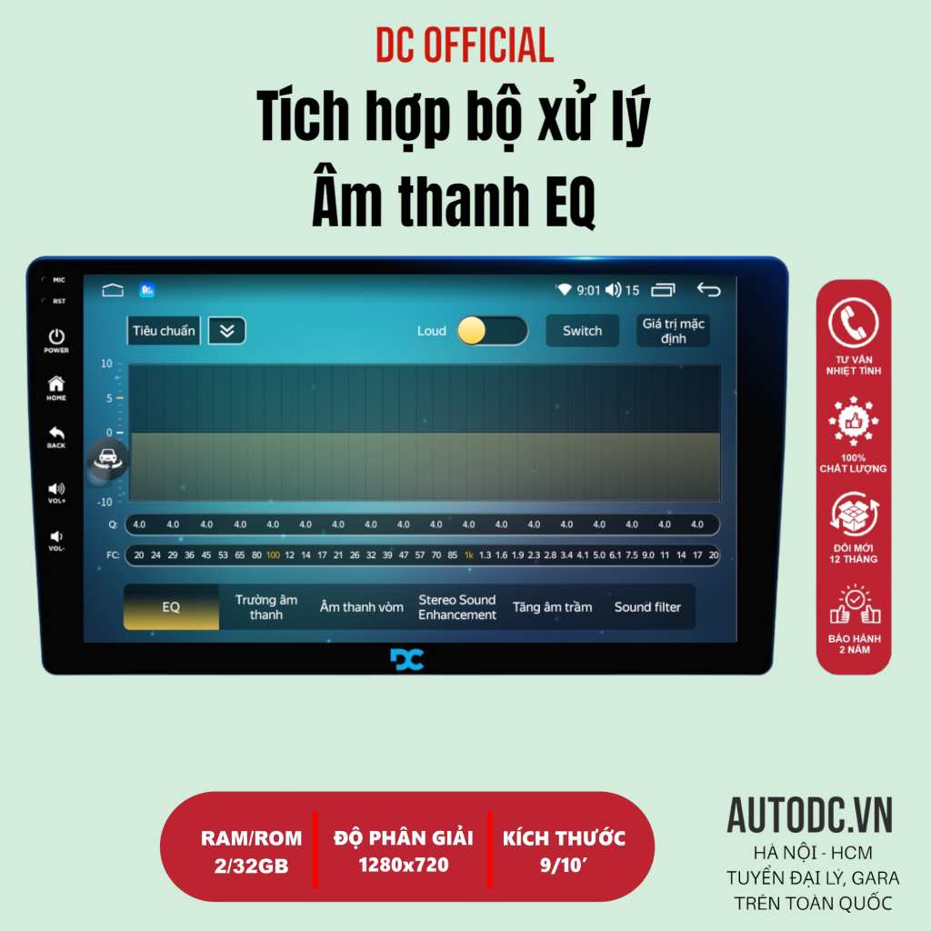 Màn hình android Ô TÔ DC M1 Ram 2GB, Rom 32GB chip 8 BẢO HÀNH 2 NĂM