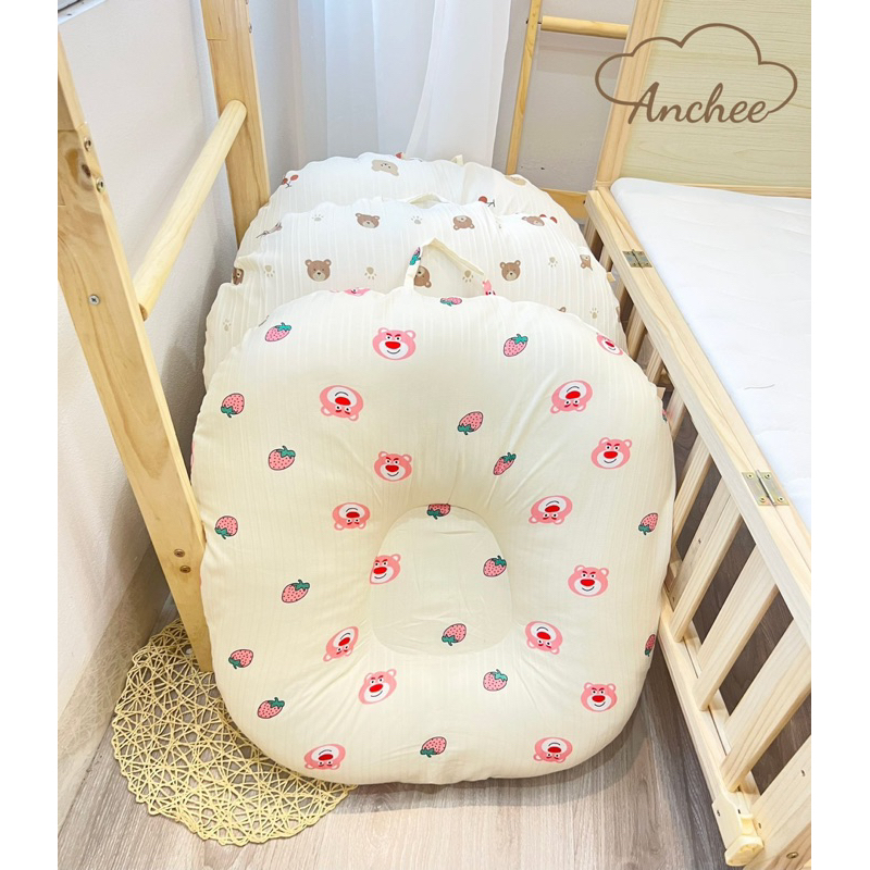 Gối chống trào ngược Anchee mẫu vải cotton gân đũi mềm mát dành cho bé sơ sinh