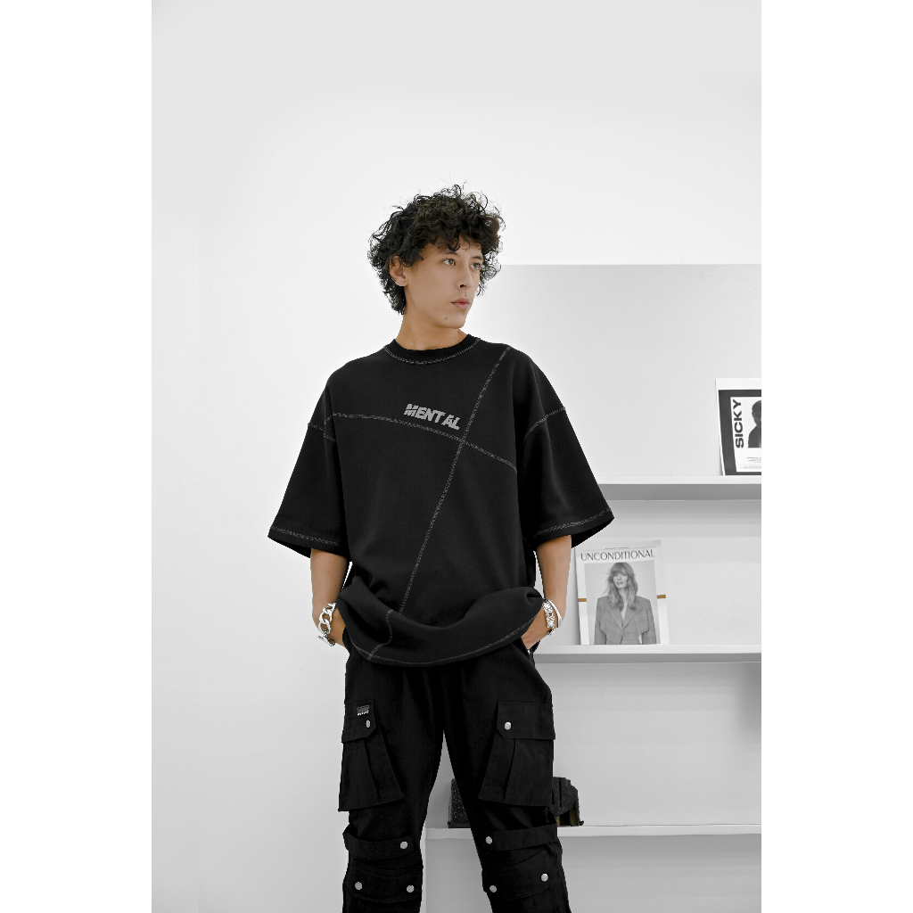 Áo thun unisex thời trang đường phố MENTAL® Áo thun in lụa Split