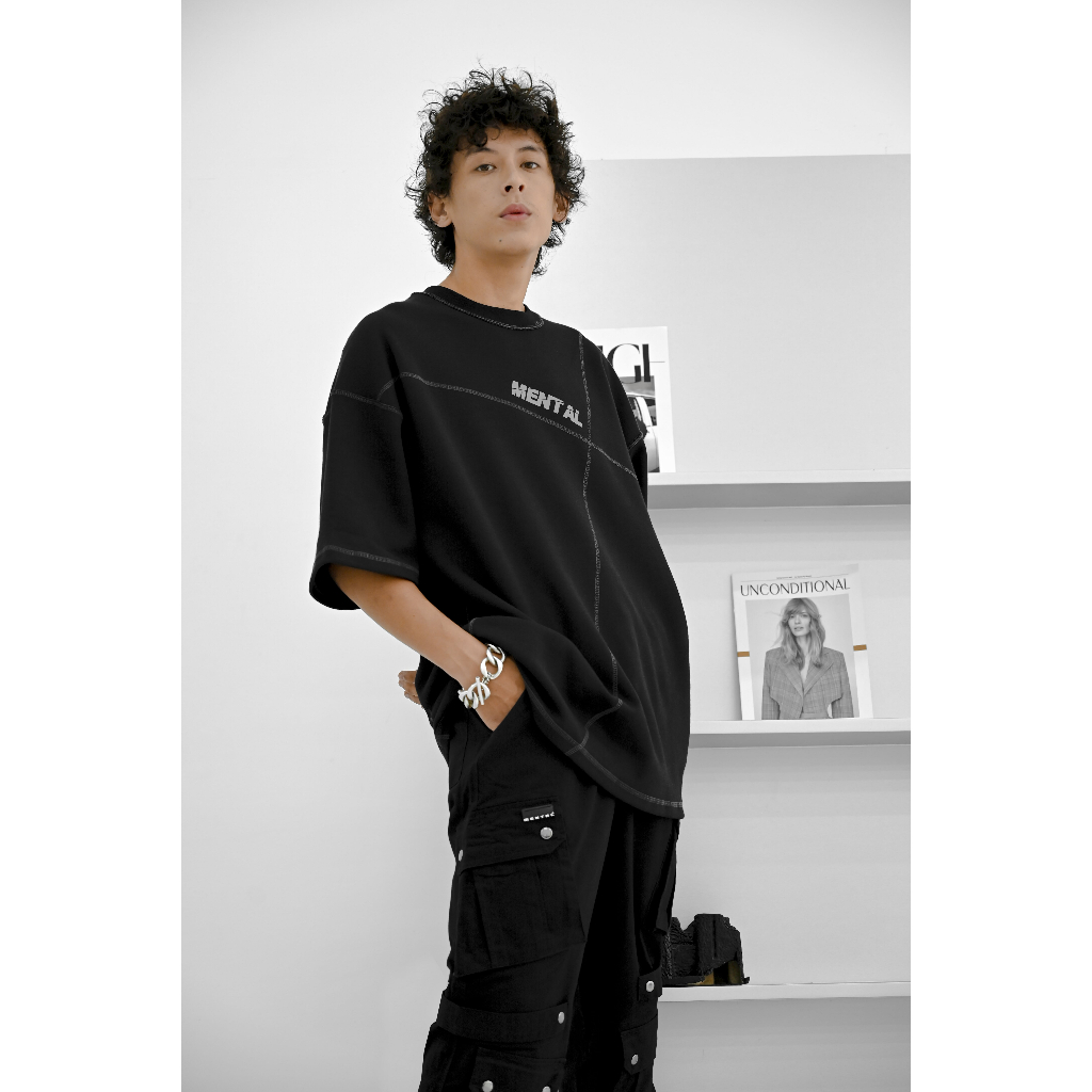 Áo thun unisex thời trang đường phố MENTAL® Áo thun in lụa Split