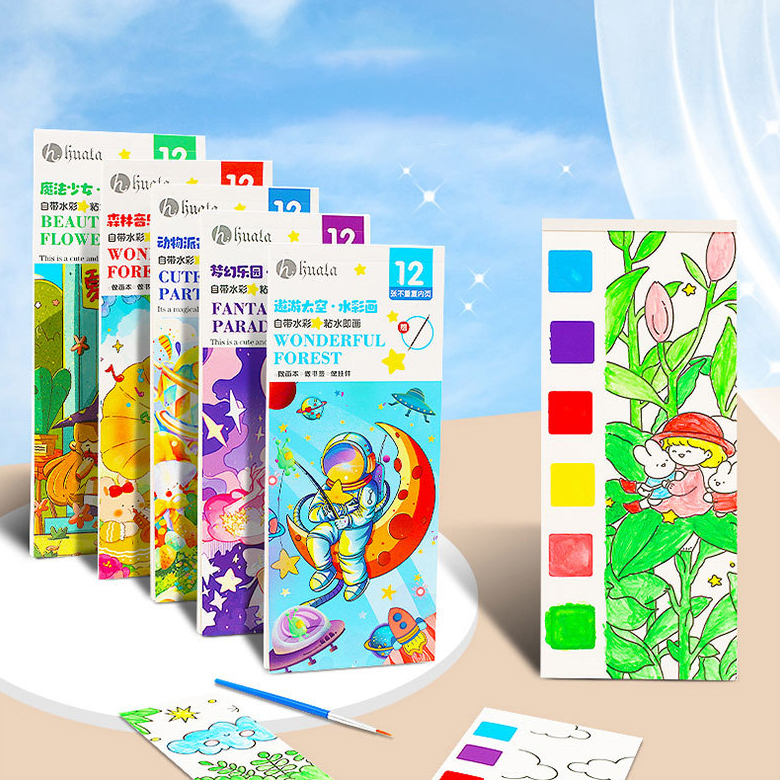 TRANH TÔ MÀU NGHỆ THUẬT KÈM BÚT VÀ MÀU NƯỚC  - HÀNG MIDEER, HUALA