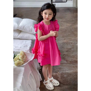 đầm bé gái ( đầm công chúa)  hồng sen tay cánh tiên bèo size 10-37kg