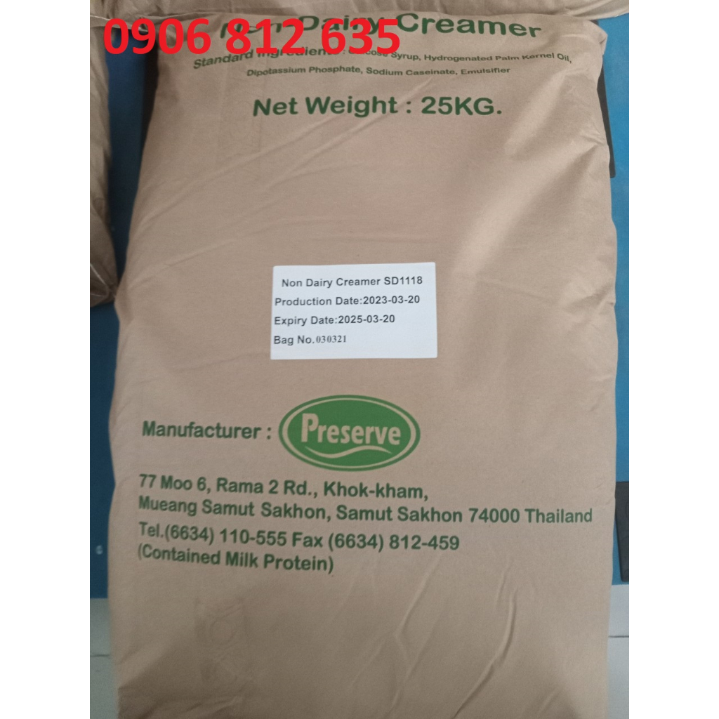 Bột sữa béo pha trà sữa_Non-Dairy-Craemer 1KG (Bao 25 Kg)-Xanh