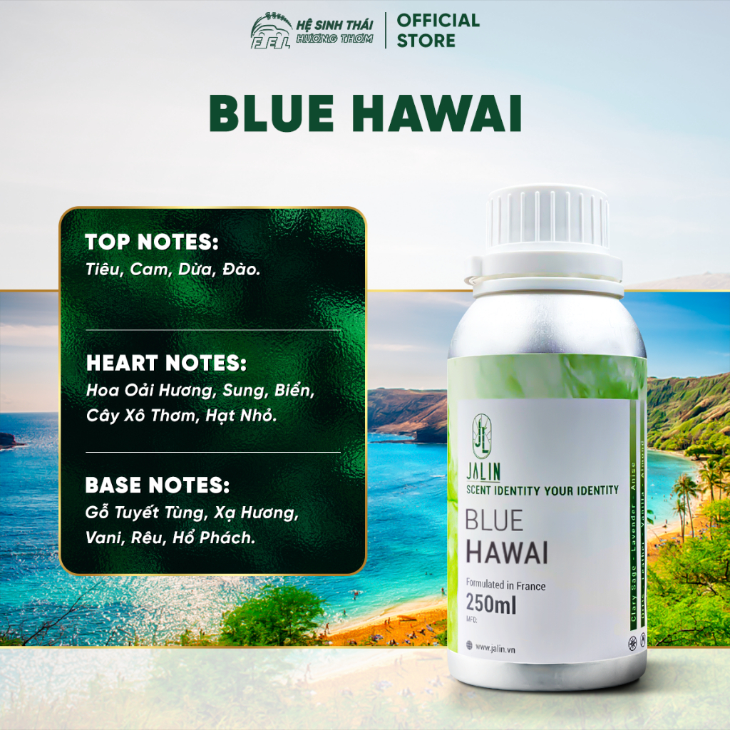 Tinh Dầu Nước Hoa Jalin Blue Hawai (Hương Vùng Biển Tự Nhiên Thơm Ngát) - 250ml