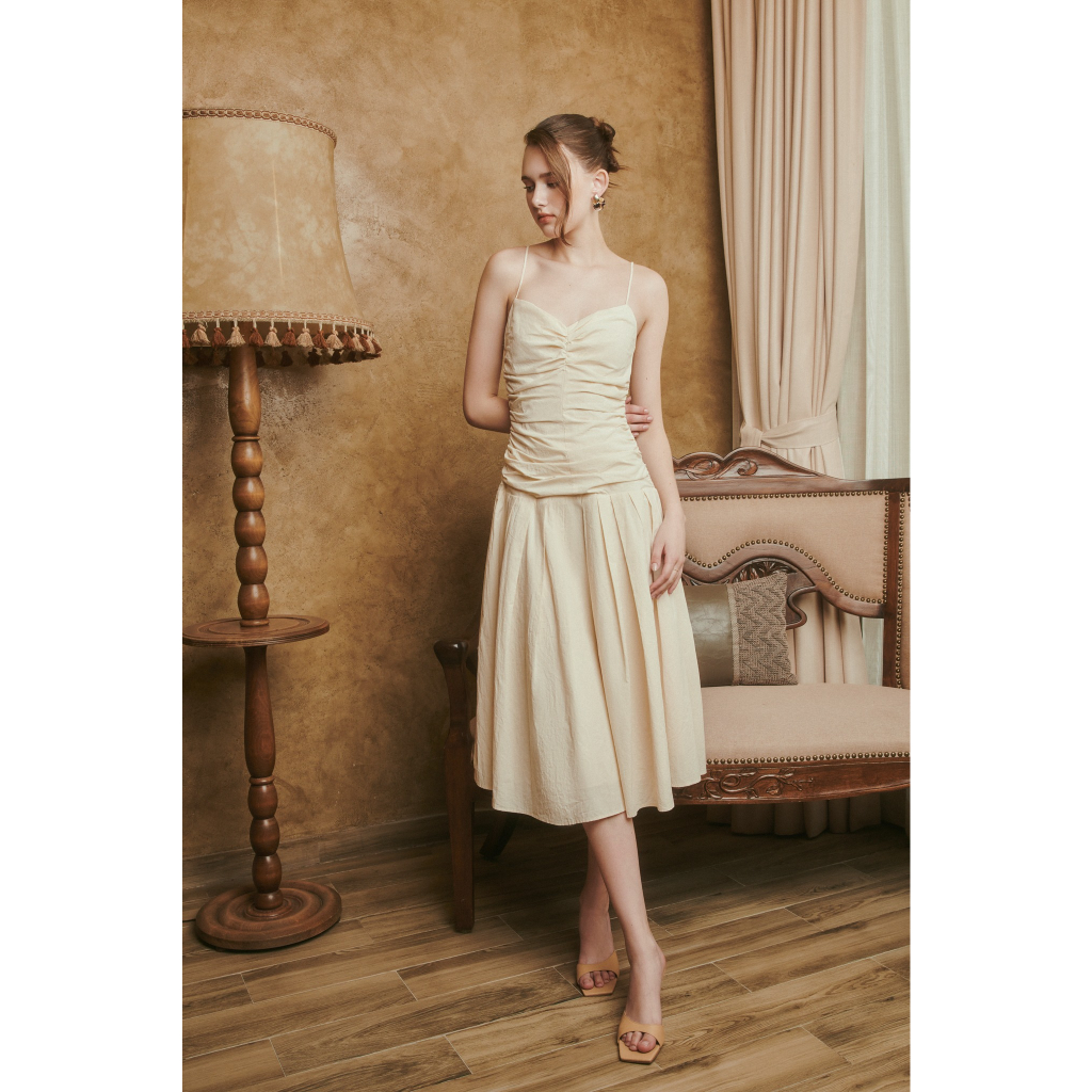 MAVEN - Váy beige hai dây dáng dài Jessy Beige Dress