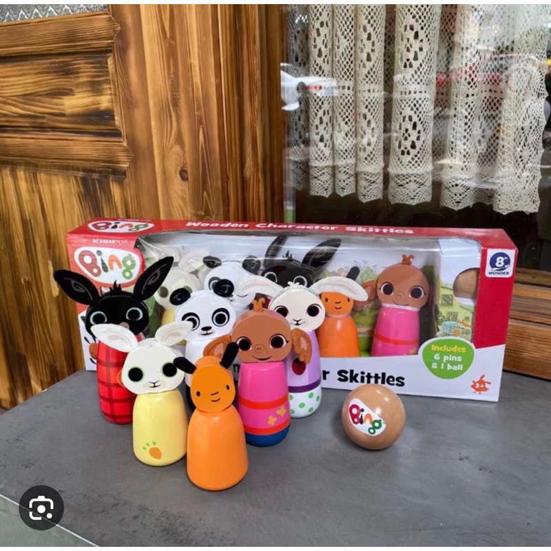Xuất Mỹ!! Set Bowling gỗ Bing Bunny cho bé xuất dư gỗ sơn an toàn