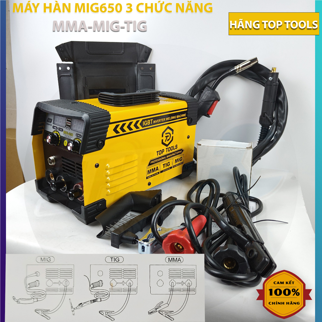 MÁY HÀN ĐIỆN TỬ 3 CHỨC NĂNG MIG/TIG/MMA MIG650 CHÍNH HÃNG |BẢO HÀNH 1 NĂM. HÀN SẮT, INOX, HÀN ĐIỆN TỬ