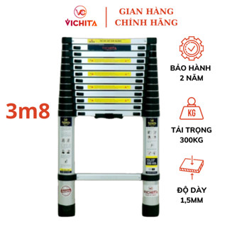  Thang Nhôm Rút Đơn VICHITA 3.8M Tặng 2 Chốt Thang - Bảo Hành 2 Năm 