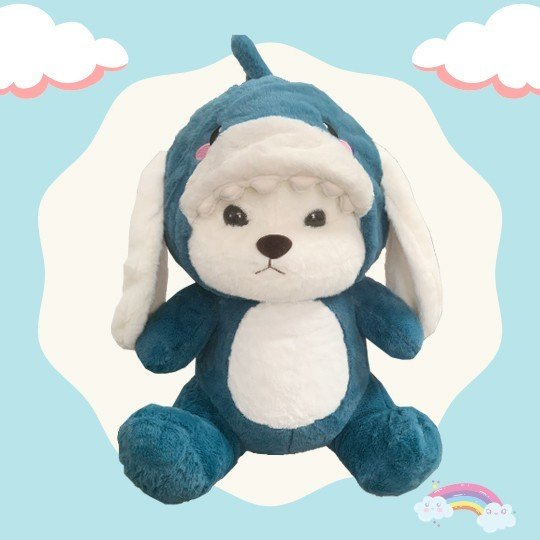 Gấu Bông Lena Tai Dài Cosplay Cá Mập Đáng Yêu 55cm