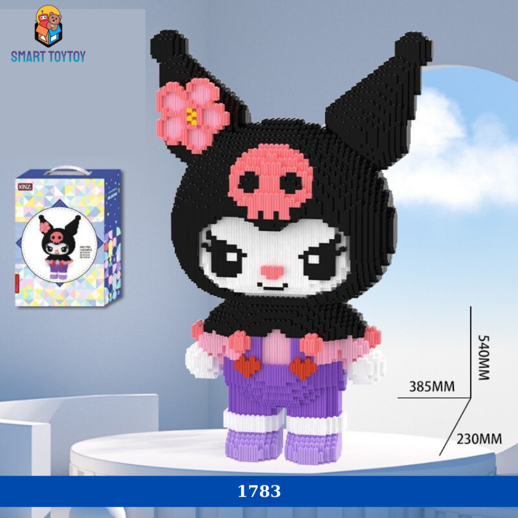 Đồ chơi Xếp Hình Lego Kuromi 55cm, Đồ chơi lắp ráp mô hình Kuromi cỡ lớn, Thỏ Melody 55cm