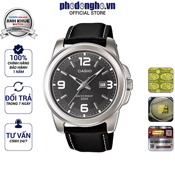Đồng hồ nam dây da Casio chính hãng Anh Khuê MTP-1314L-8AVDF