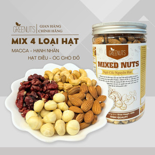 Hạt Dinh Dưỡng Mix 4 Loại GREENUTS Hạt Macca Óc Chó Đỏ Hạnh Nhân Hạt Điều 500G