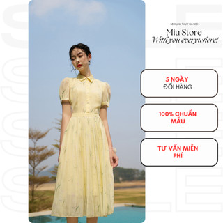 D00695 - Đầm hoa vàng dập ly mùa hè Miu Store