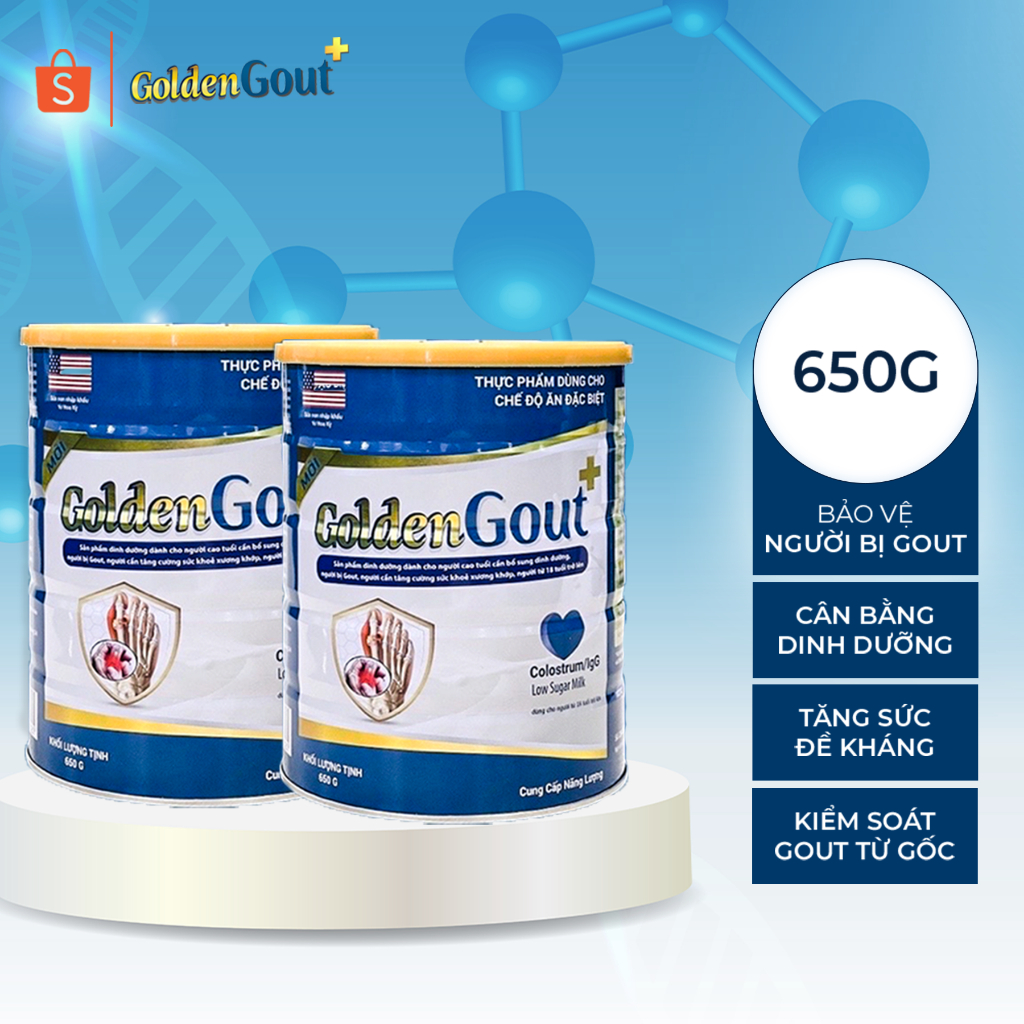 Combo 2 Lon Sữa Non GOLDEN GOUT Chuyên Biệt Cho Người Bị Gout Và Xương Khớp - Lon 650g