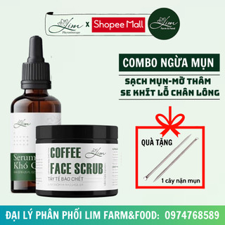 Combo 2 sản phẩm serum ngừa mụn và bột tẩy tế bào chết nhà lim farm&food