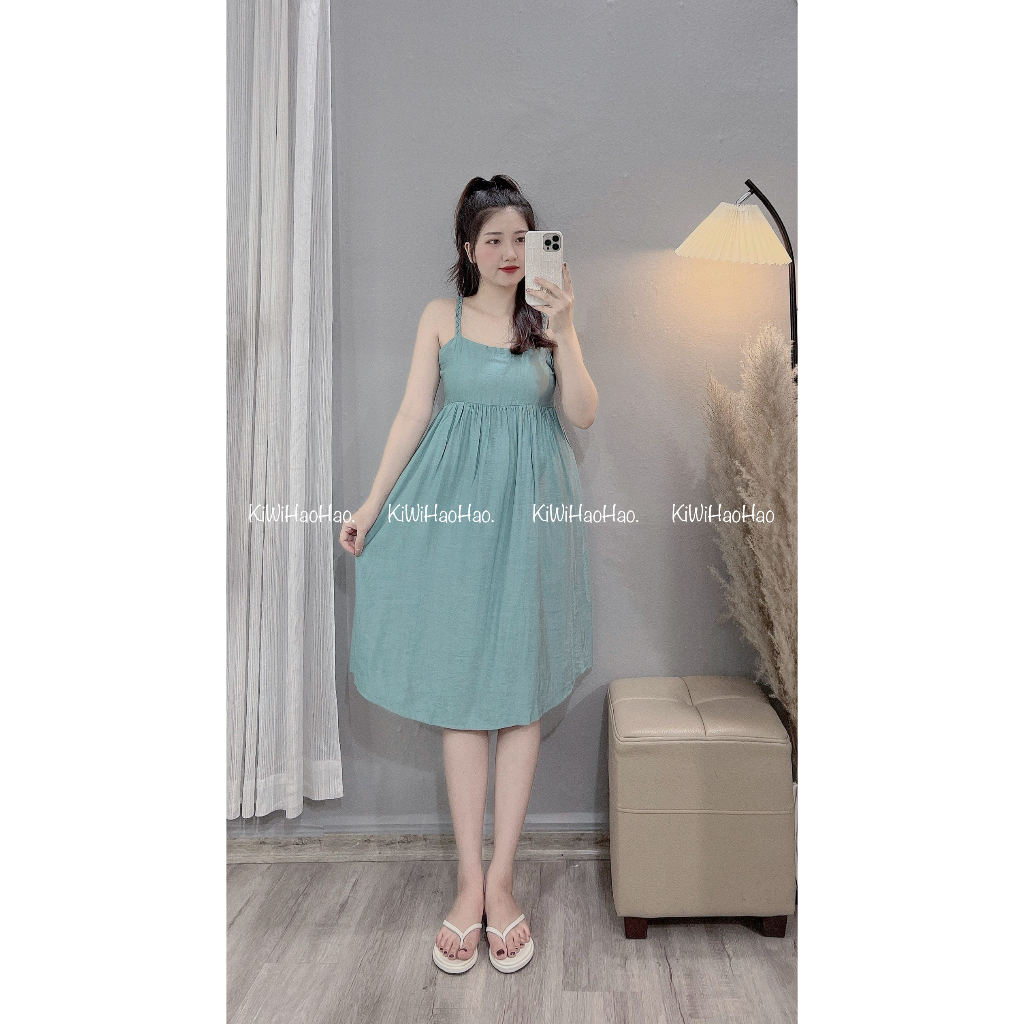 Váy bầu , đầm bầu đũi dây đan có chun lưng co giãn 4 màu new hot lên form vô cùng thoải mái cực xinh