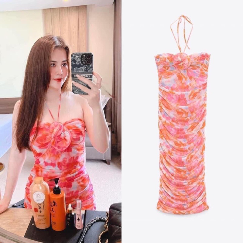 váy zara authentic size L hoa sắc nét siêu đẹp luôn nha