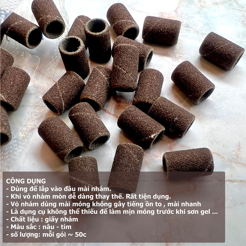 Đầu mài lắp nhám vỏ nhám làm nail - Cuộn vỏ nhám tím mịn, siêu sần - Cuộn vỏ nhám nâu độ nhám #120, #150, #240