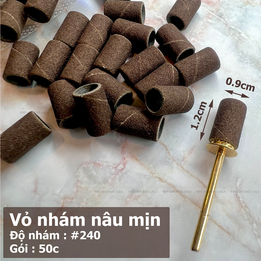 Đầu mài lắp nhám vỏ nhám làm nail - Cuộn vỏ nhám tím mịn, siêu sần - Cuộn vỏ nhám nâu độ nhám #120, #150, #240