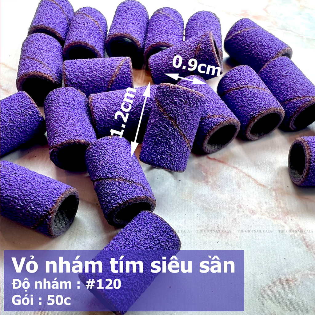 Đầu mài lắp nhám vỏ nhám làm nail - Cuộn vỏ nhám tím mịn, siêu sần - Cuộn vỏ nhám nâu độ nhám #120, #150, #240